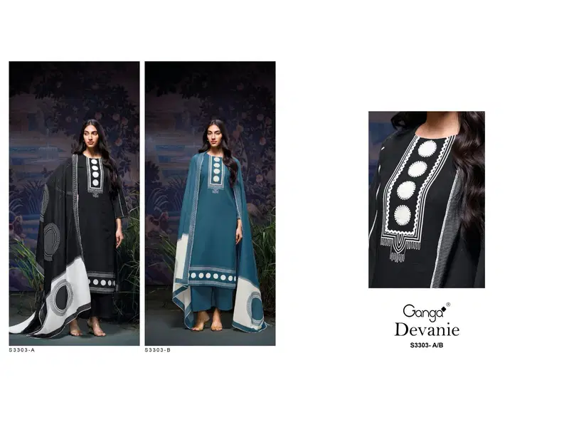 Devanie 3303 by Ganga Cotton LinenWholesale Salwar Suit Suppliers In Mumbai